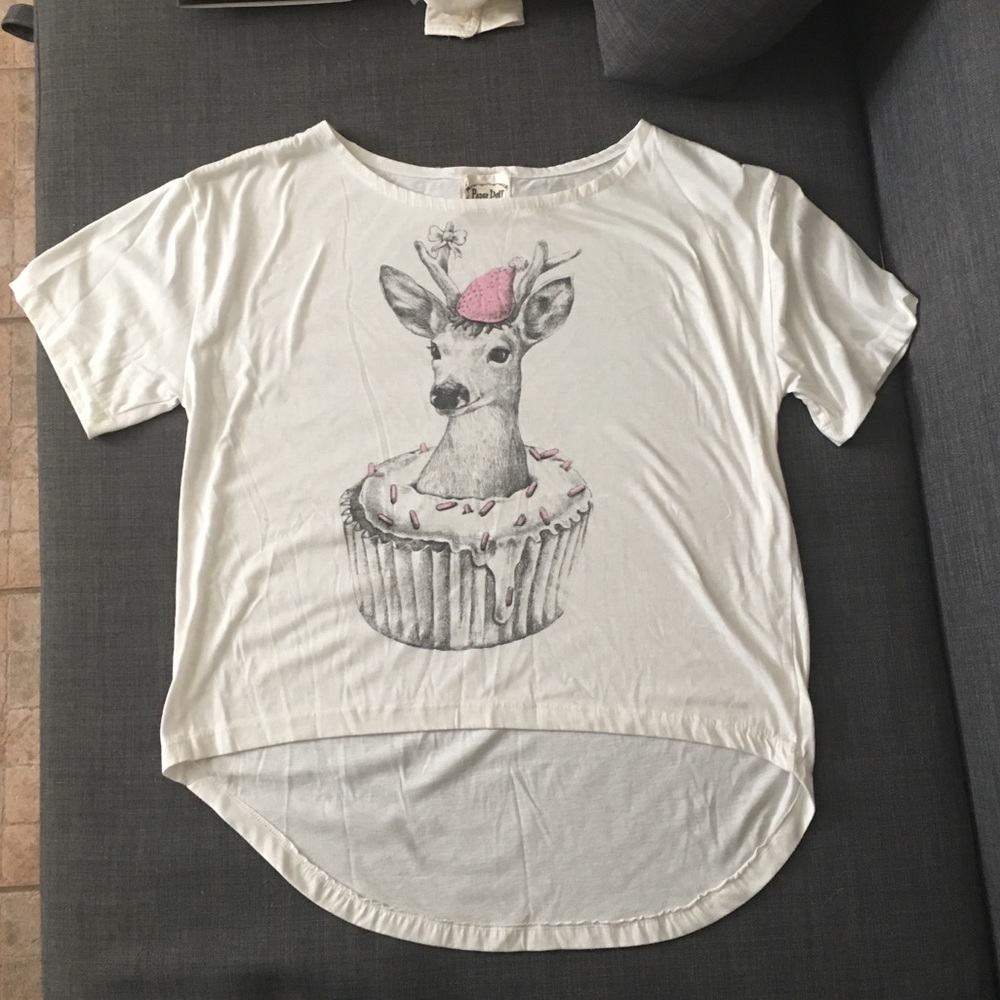 Topshop Paper Doll Boutique Cupcake Deer Top - OS